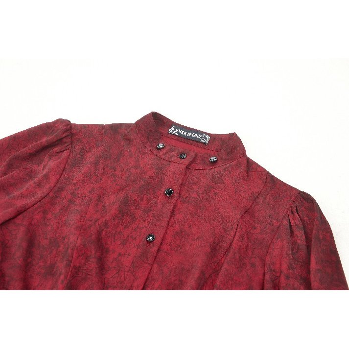 Gothic red inferno distressed frilly blouse (✦ Dark In Love) IW119