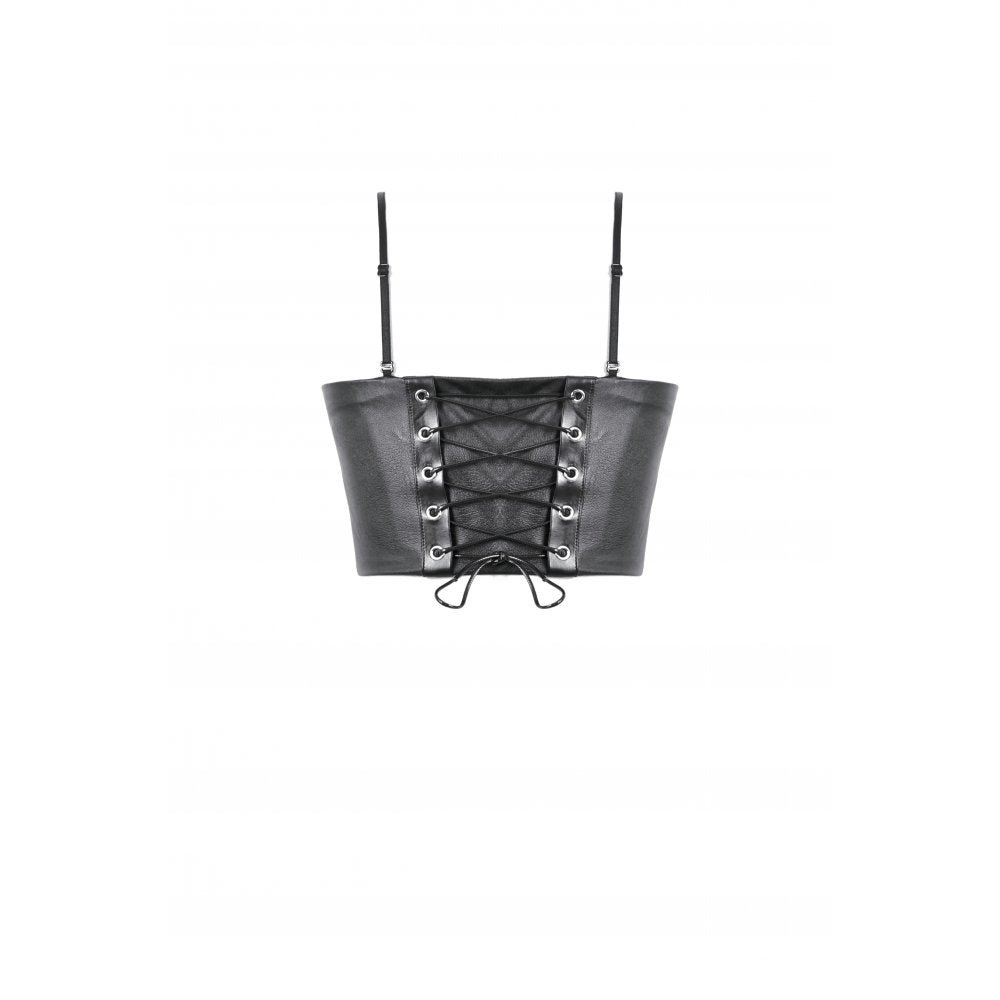 Punk Belted Corset Top with Grommet Lace-Up and Metal Detail (✦ Dark In Love)