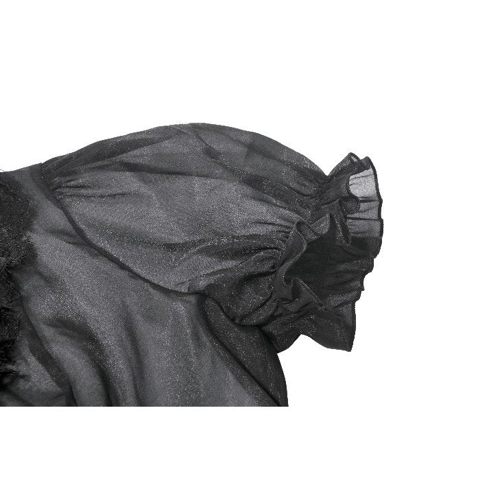 Black Sheer Ruffle Blouse (✦ Dark In Love) IW141