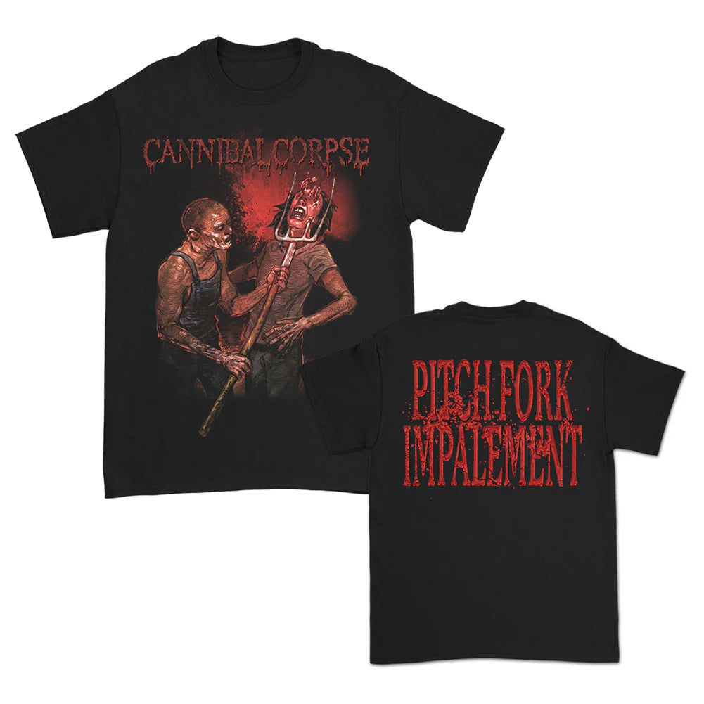 Cannibal Corpse Unisex T-Shirt: Pitchfork Impalement (Black) (Back Print)