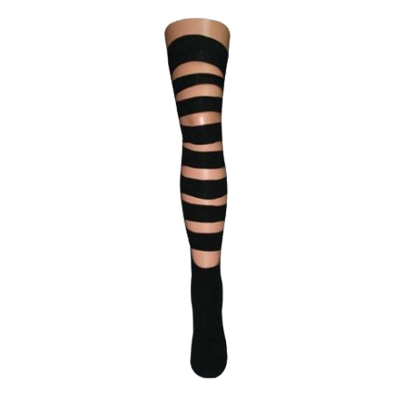 Overknee Socks (Plain Black Slashed)