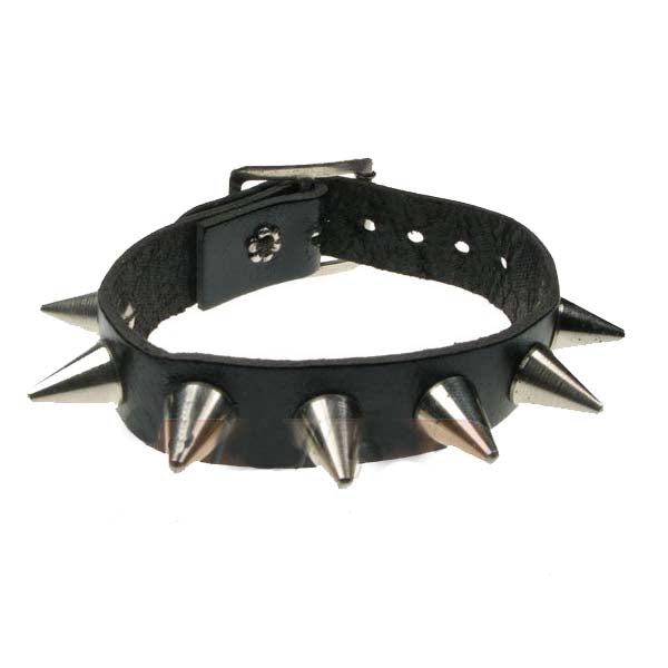 Leather Wristband: 1 Row Small Cone Studs