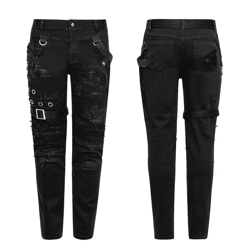 Personality broken mesh black skinny trousers (✦ Punk Rave) WK-319ncm