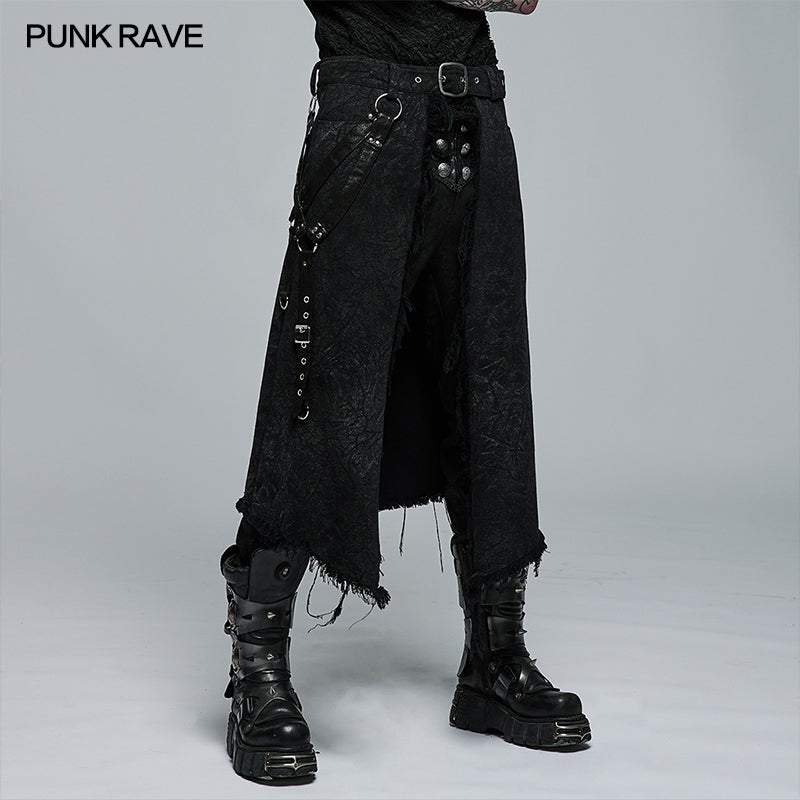 Goth Stylish Kilt (Black) (✦ Punk Rave) WQ-561BQM