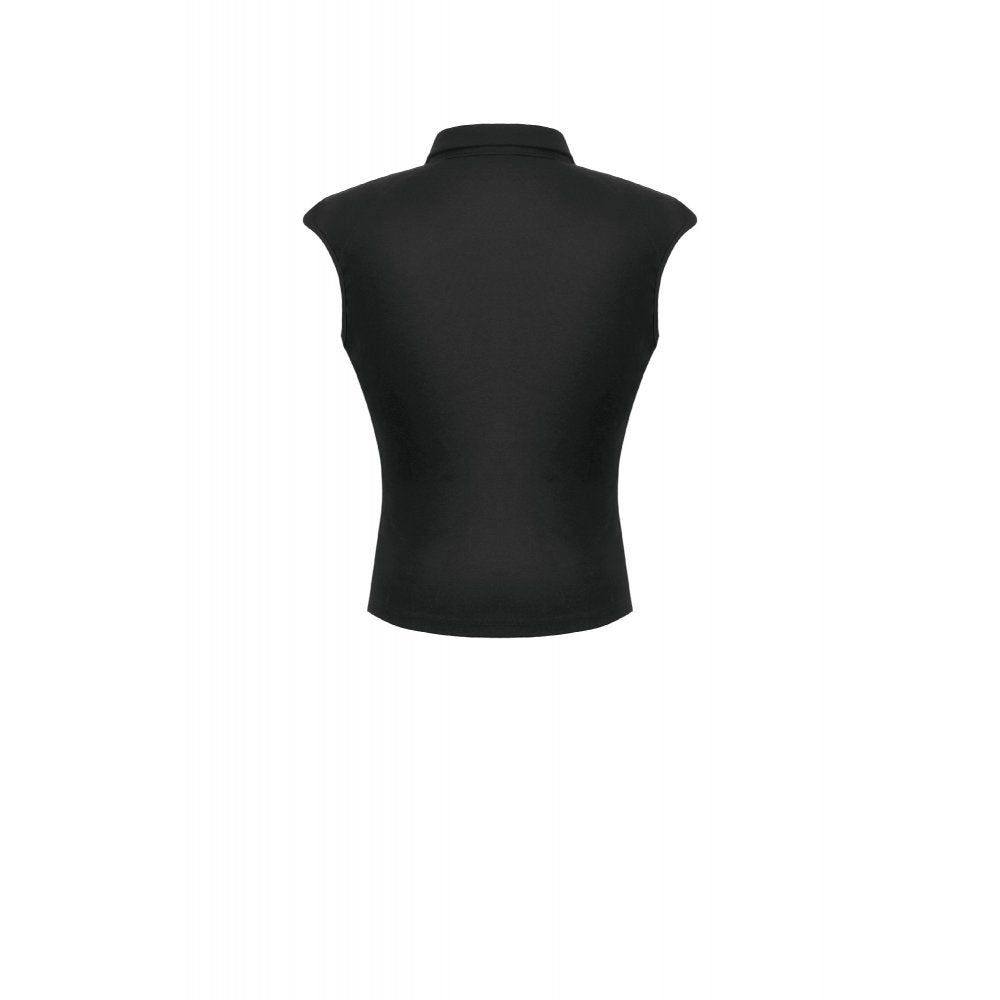 Tech-Punk Sleeveless Polo Top with Metallic Studs (✦ Dark In Love) TW695