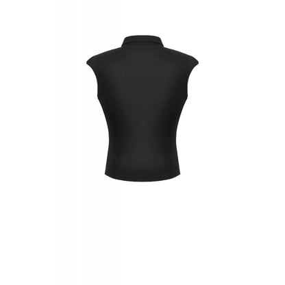 Tech-Punk Sleeveless Polo Top with Metallic Studs (✦ Dark In Love) TW695