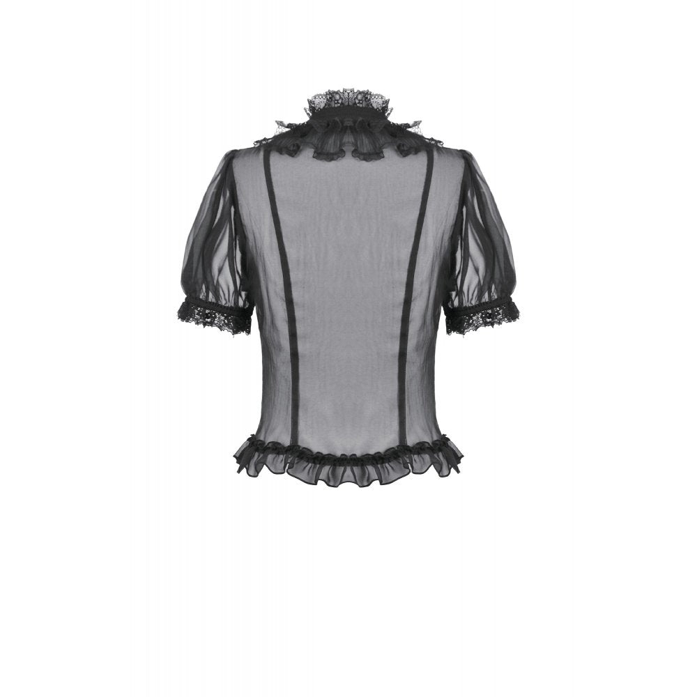 Sheer Lace Ruffle Blouse (✦ Dark In Love) IW142