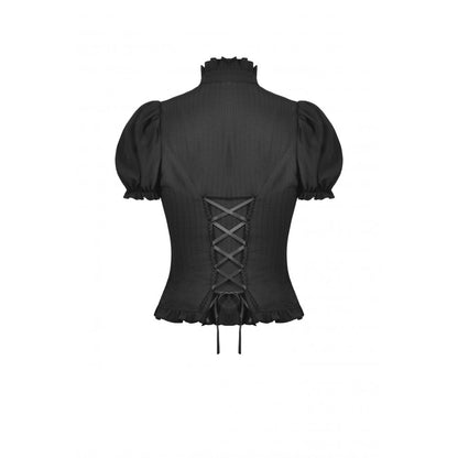 Gothic ruffle neckline blouse - Black (✦ Dark In Love)