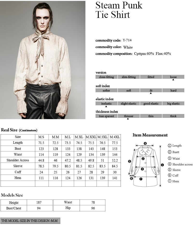 Steam Punk Tie Shirt (White) (✦ Punk Rave) Y-714-WH