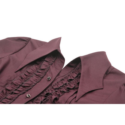 Gothic wine red ruffle blouse - Burgundy Red (✦ Dark In Love) IW1038RD