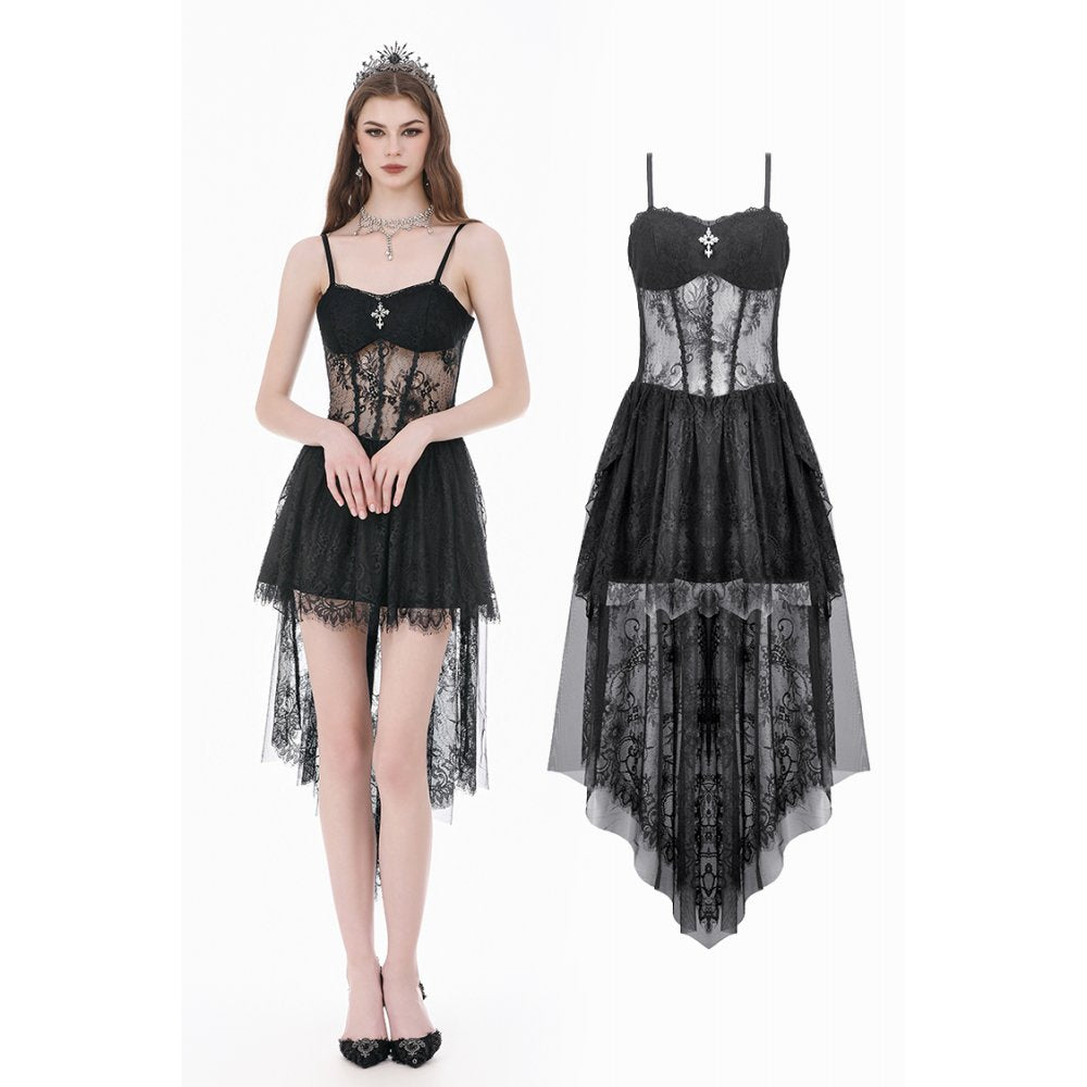 Dark Ritual Gothic Lace Hollow Tail Dress (✦ Dark In Love) DW1166