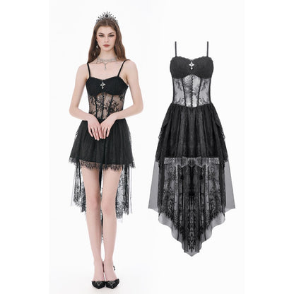 Dark Ritual Gothic Lace Hollow Tail Dress (✦ Dark In Love) DW1166