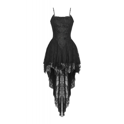 Gothic black rose bloom dovetail lace dress (✦ Dark In Love) DW937