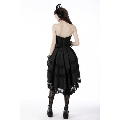 Magic girl pleated rose high low dress (✦ Dark In Love) DW678