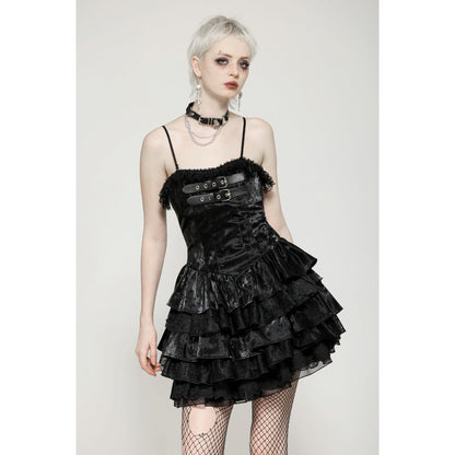 Punk Shiny PU Leather Layered Dress (✦ Dark In Love) DW1035