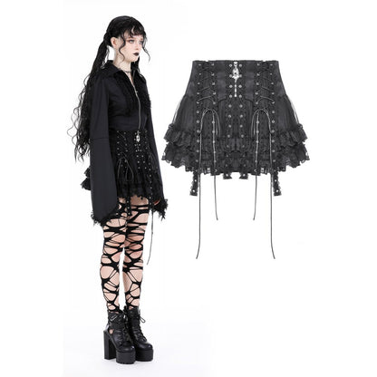 Punk rock eyelet drop tulle mini skirt (✦ Dark In Love)