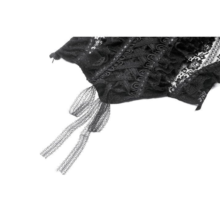 Gothic Off-Shoulder Lace Top with Floral Trim (✦ Dark In Love)