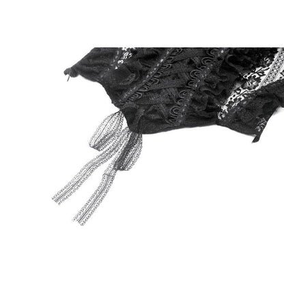 Gothic Off-Shoulder Lace Top with Floral Trim (✦ Dark In Love)