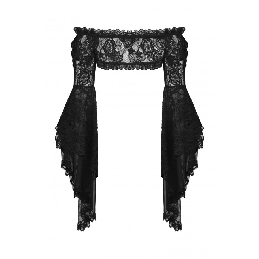 Gothic mesh bell sleeves sexy finger hook lace cape (✦ Dark In Love) BW103
