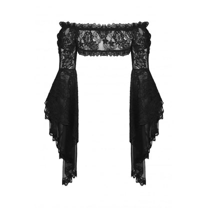 Gothic mesh bell sleeves sexy finger hook lace cape (✦ Dark In Love) BW103