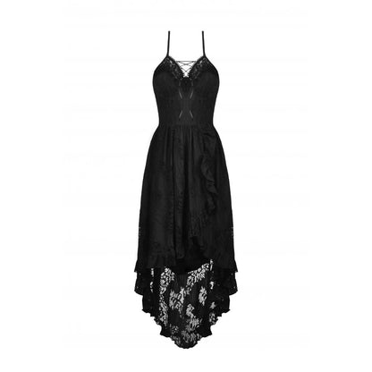 Gothic sexy ruffle low neckline dovetail lace dress (✦ Dark In Love)