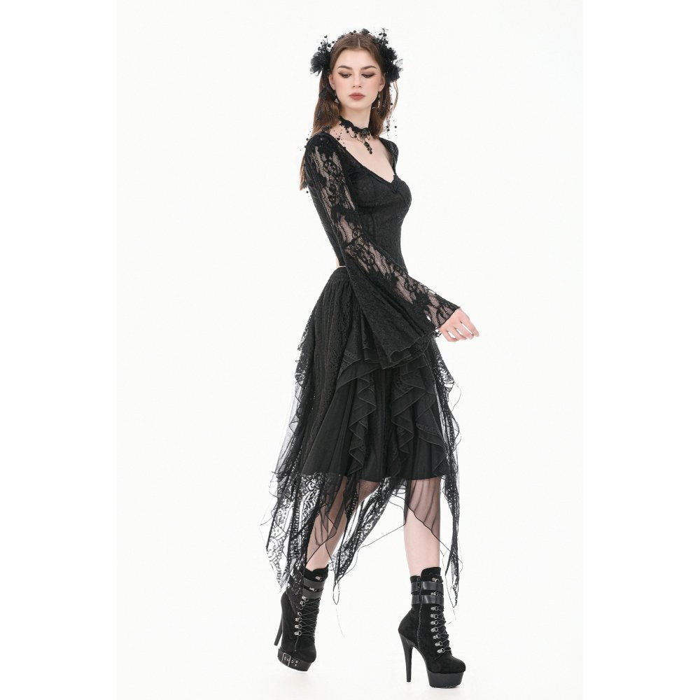 Gothic Shadow Mist Layered Mesh Long Skirt(✦ Dark In Love) KW440