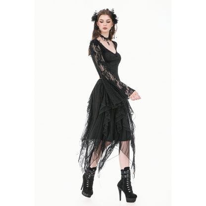 Gothic Shadow Mist Layered Mesh Long Skirt(✦ Dark In Love) KW440