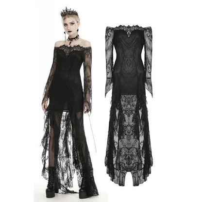 Black lace frill swallow tail mermaid dress (✦ Dark In Love) DW460