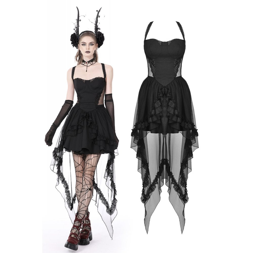 Cold waist swallowtail halter dress (✦ Dark In Love) DW766