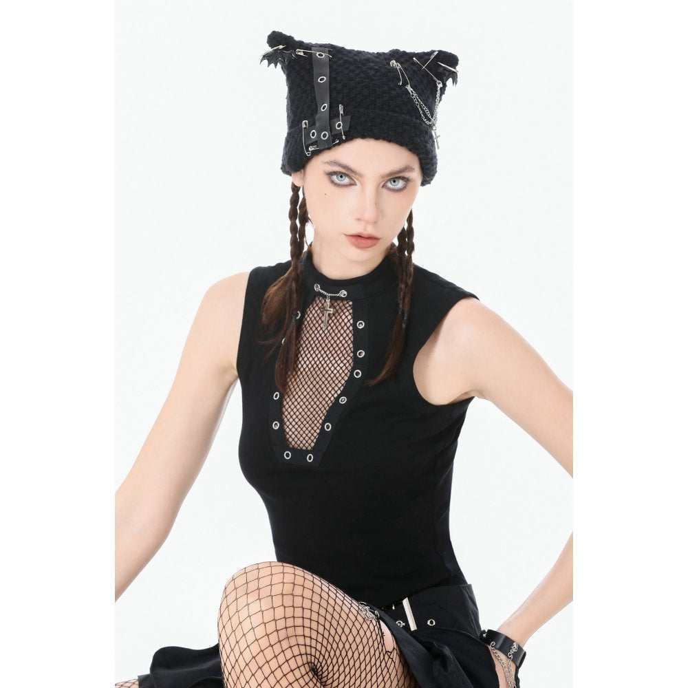 Punk Coffin Mesh Panel Top (✦ Dark In Love) TW680