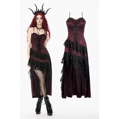 Asymmetric Layered Lace Ruffle Dress (✦ Dark In Love) DW1142