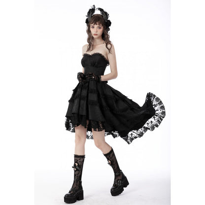 Magic girl pleated rose high low dress (✦ Dark In Love) DW678