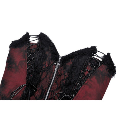 Gothic dead wine lace-up zip dress (✦ Dark In Love)