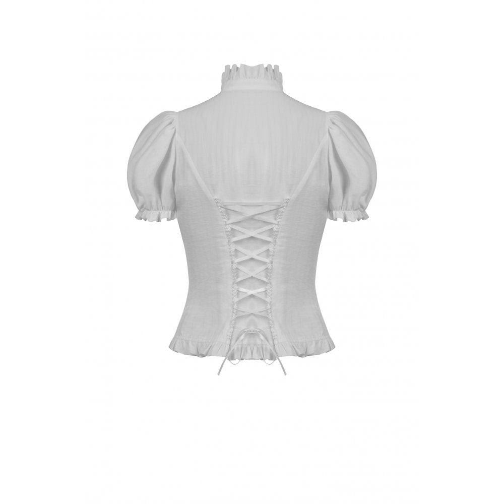 Gothic ruffle neckline blouse - White (✦ Dark In Love) IW087WH