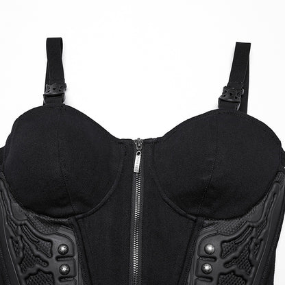 Drawstring Waist Buckle Straps Design Sexy Cyberpunk Vest (✦ Punk Rave) WT-982BXF