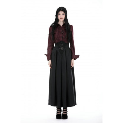 Gothic wine red ruffle blouse - Burgundy Red (✦ Dark In Love) IW1038RD
