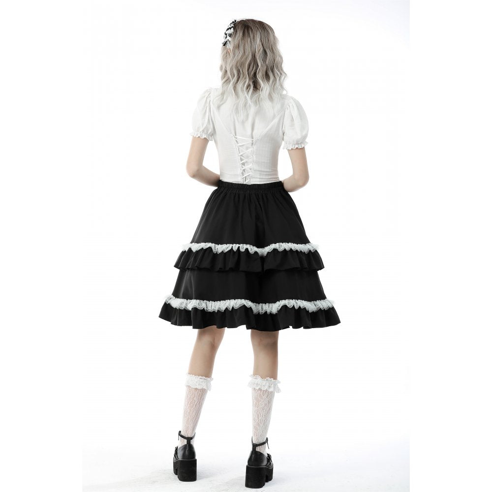 Gothic ruffle neckline blouse - White (✦ Dark In Love) IW087WH