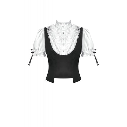 Court-Style Black White Lace Blouse (✦ Dark In Love) tw677