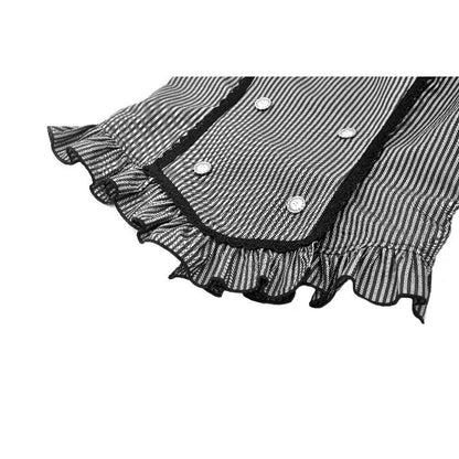 Gray striped double-breasted blouse (✦ Dark In Love) IW111