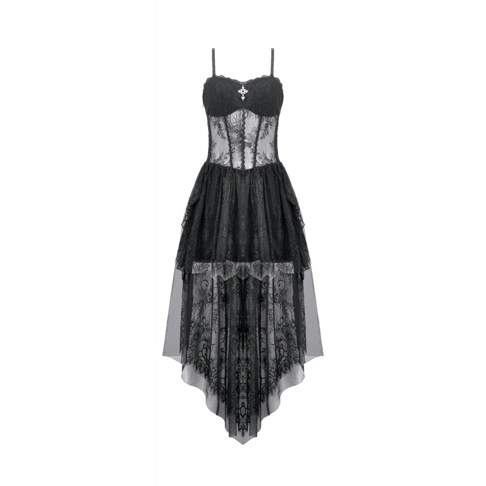 Dark Ritual Gothic Lace Hollow Tail Dress (✦ Dark In Love) DW1166