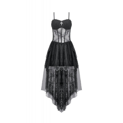 Dark Ritual Gothic Lace Hollow Tail Dress (✦ Dark In Love) DW1166