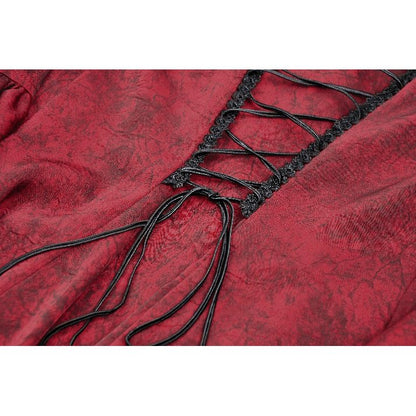 Gothic red inferno distressed frilly blouse (✦ Dark In Love) IW119