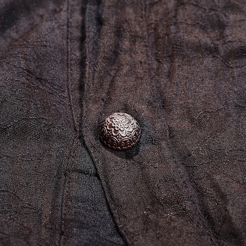 Punk Noble Linen Men Shirt (Black) (✦ Punk Rave) Y-714-BK