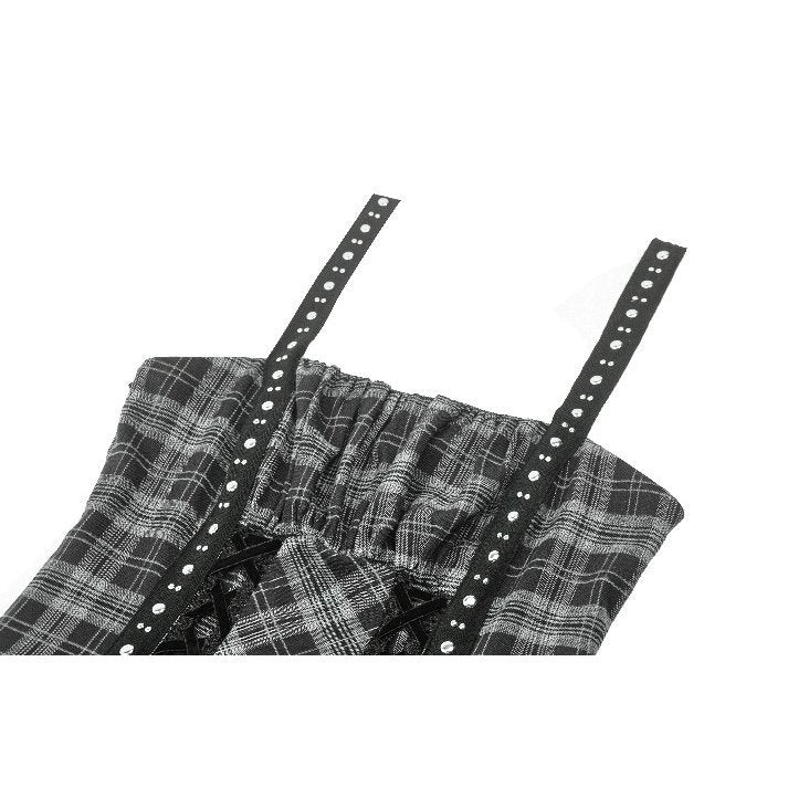 Punk Grey Plaid Metal Studded Dress (✦ Dark In Love) (Top not included)