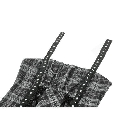 Punk Grey Plaid Metal Studded Dress (✦ Dark In Love) (Top not included)