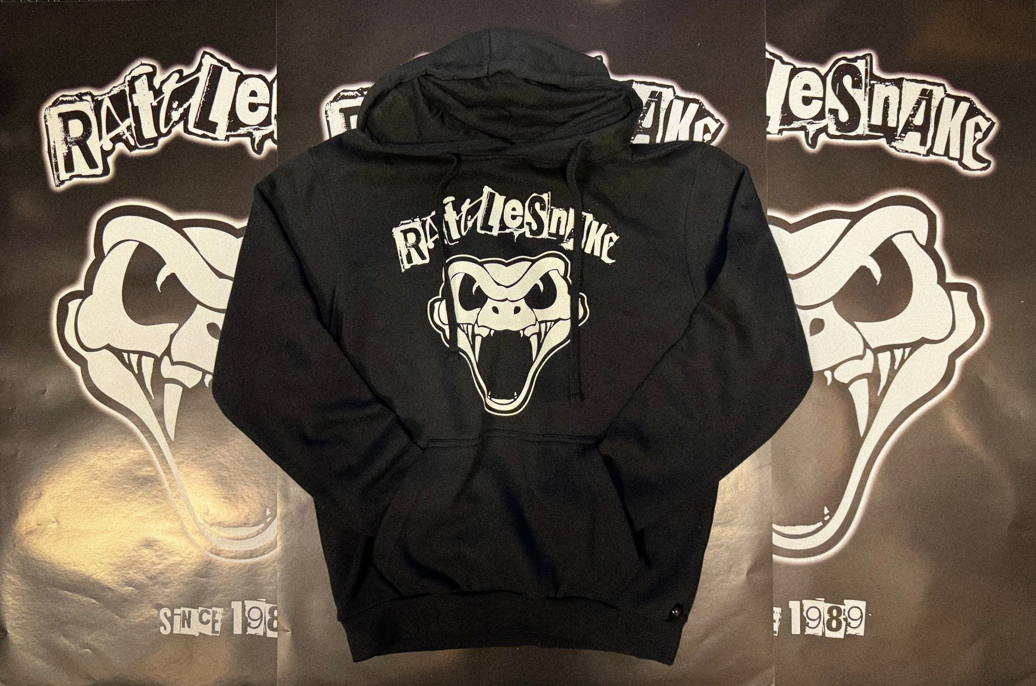 RATTLESNAKE Unisex Hoodie: Snakehead Logo (Black)