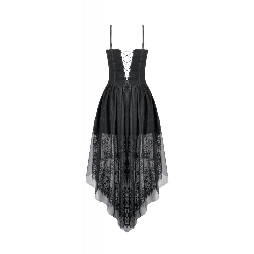 Dark Ritual Gothic Lace Hollow Tail Dress (✦ Dark In Love) DW1166