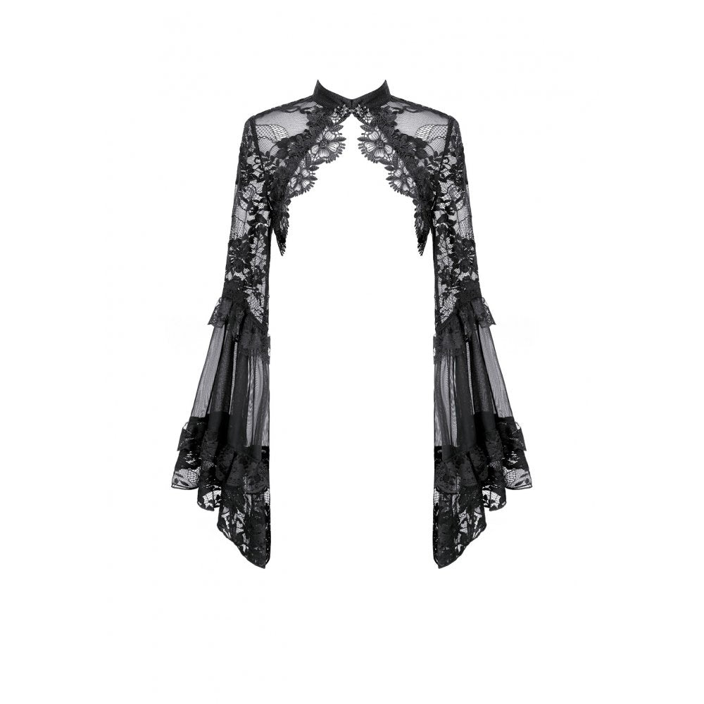 Gothic Lace Shrug with Layered Mesh and Flare Sleeves (✦ Dark In Love) BW188