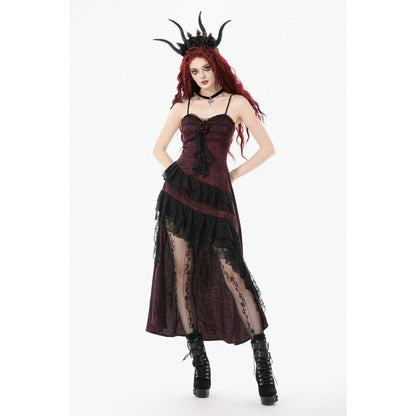 Asymmetric Layered Lace Ruffle Dress (✦ Dark In Love) DW1142