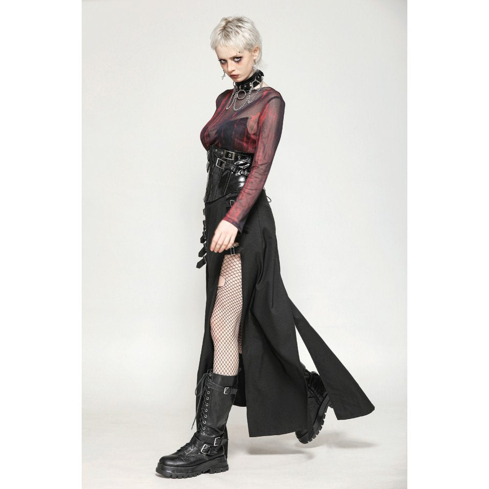 Black and Red Tie-Dye Mesh Versatile Basic Top (✦ Dark In Love) TW620